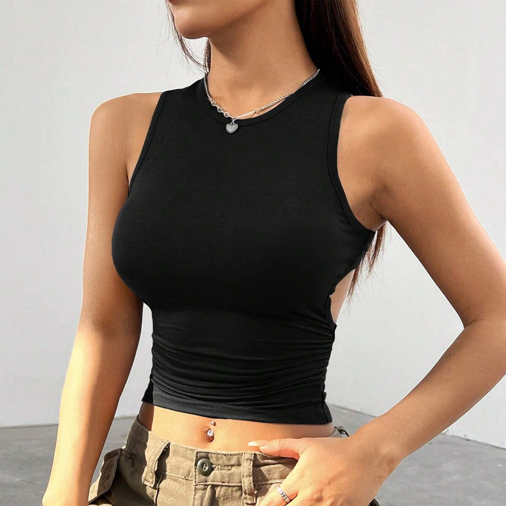 Dame Mode Cropped Top med Side Samle Element Stilla