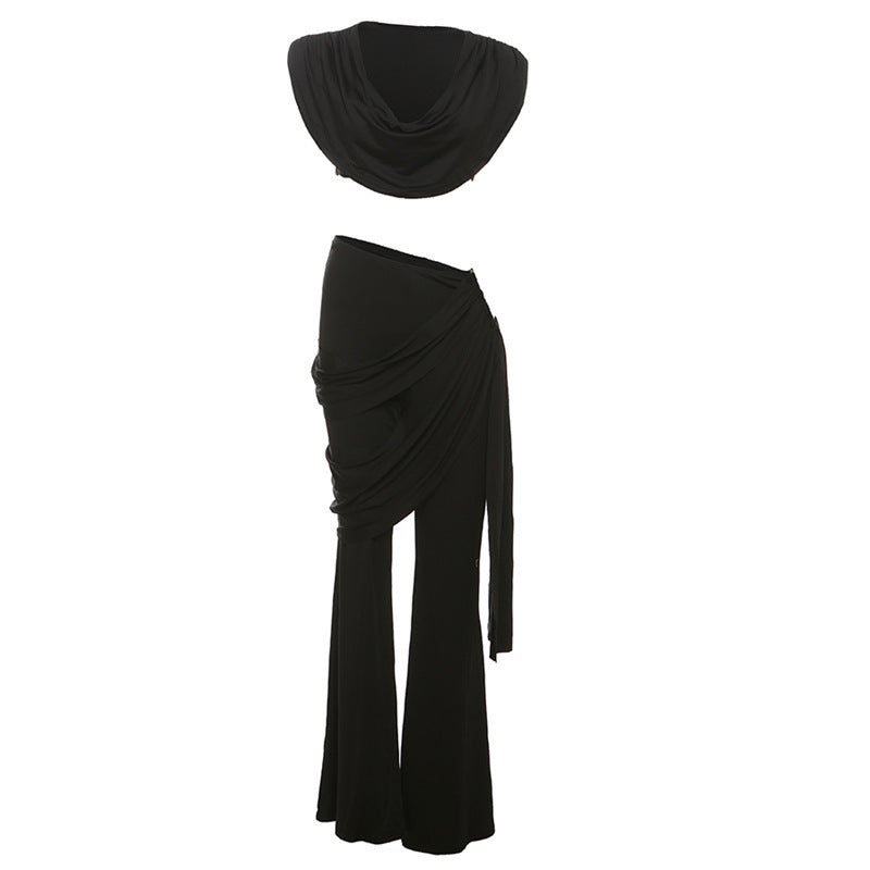 Damer Elegant Jumpsuit-sæt med Drapering og Smalt Ben Skovae