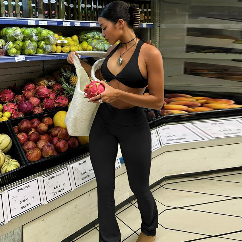 Dame Sporty To-delt med cropped overdel og tætsiddende leggings Stilla