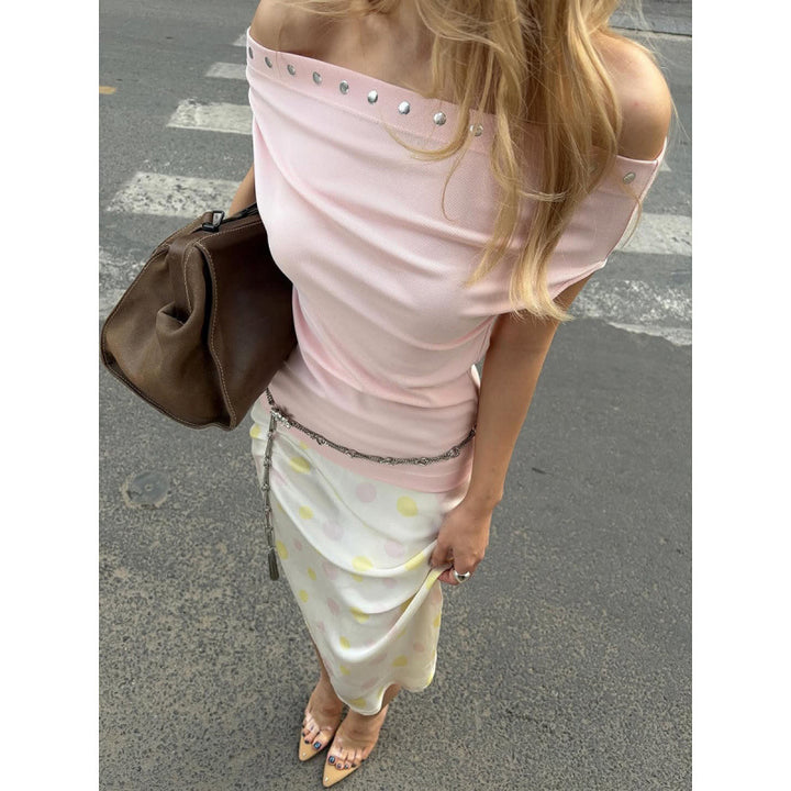 Damen Off-Shoulder Oberteil mit eleganten Strassakzenten Skovae