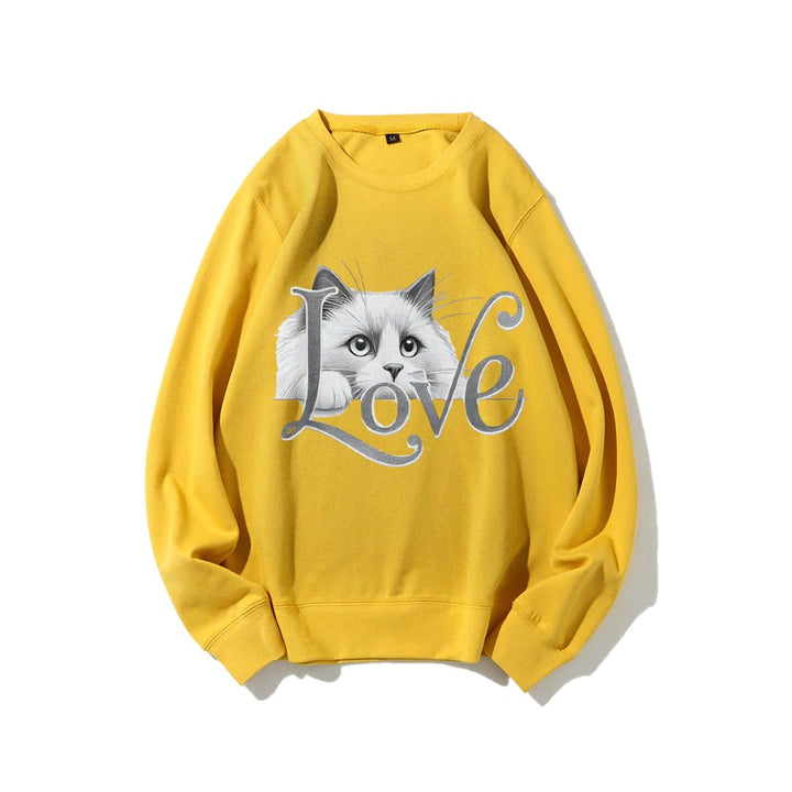 Kvinders sweatshirts med legende katte design og afslappet pasform Stilla