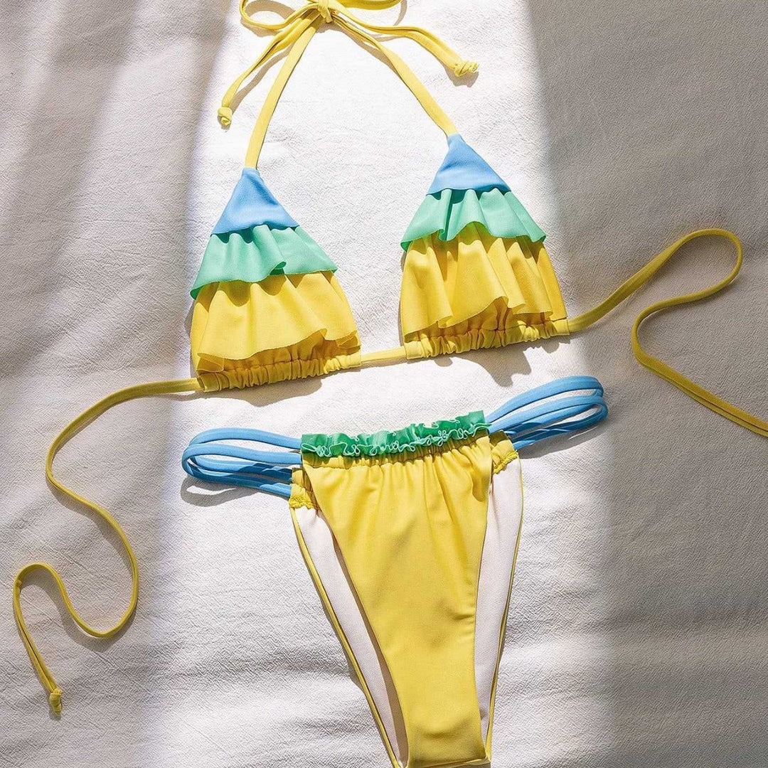 Damer Ruffles Bikini-Sæt med justerbare stropper Skovae