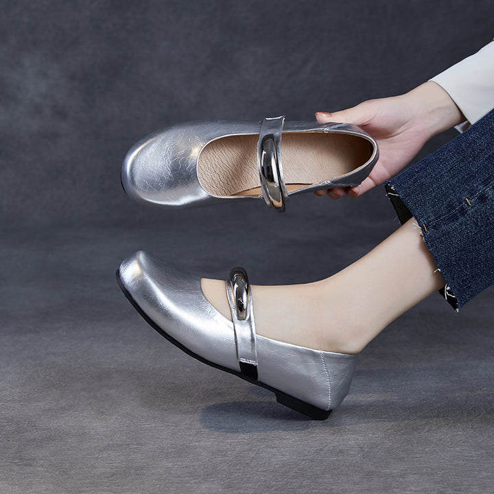 Dame Elegante Mary Jane Ballerinas med flot metallic akcent Stilla