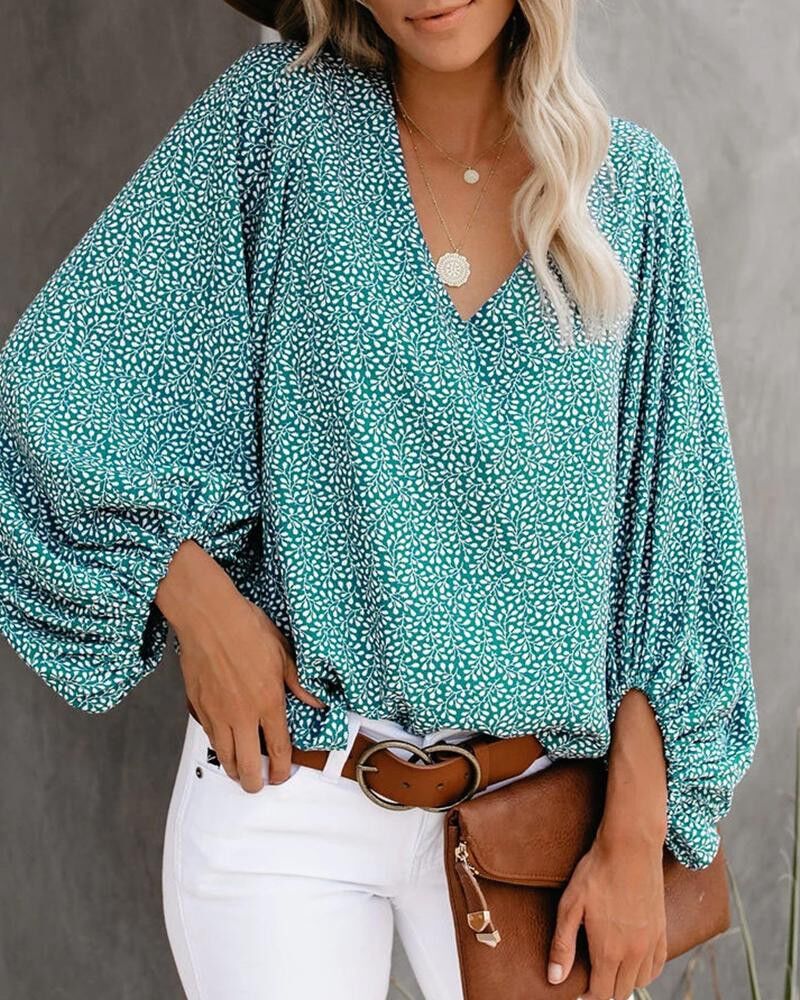 Dame Mode Bluse med voluminøse ærmer og blomsterprint Stilla