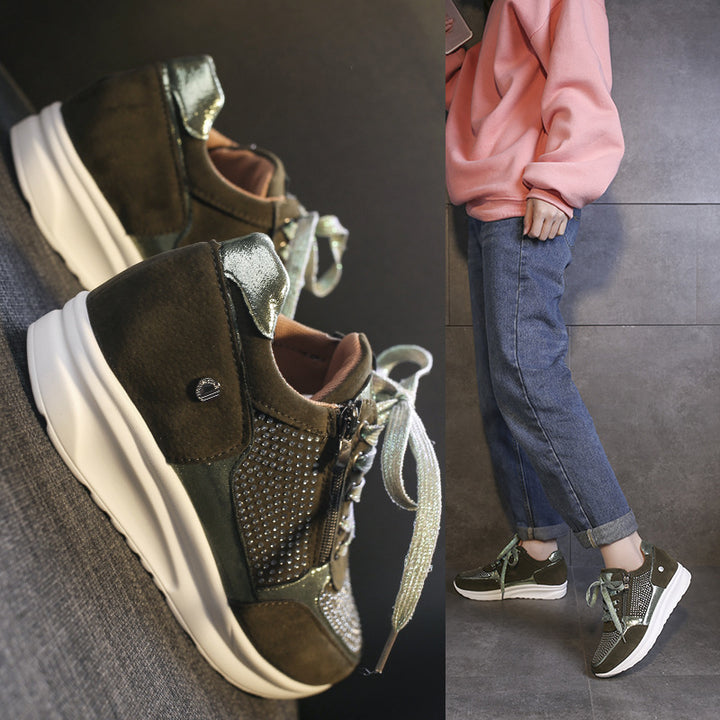 Dame mode Sneakers med elegante glimmer-accenter og praktisk lynlås Stilla
