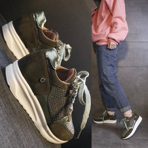 Dame mode Sneakers med elegante glimmer-accenter og praktisk lynlås Stilla