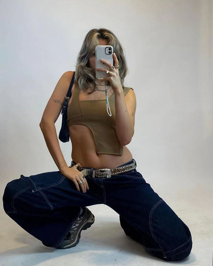 Dame Urban asymmetrisk Crop-Top Stilla