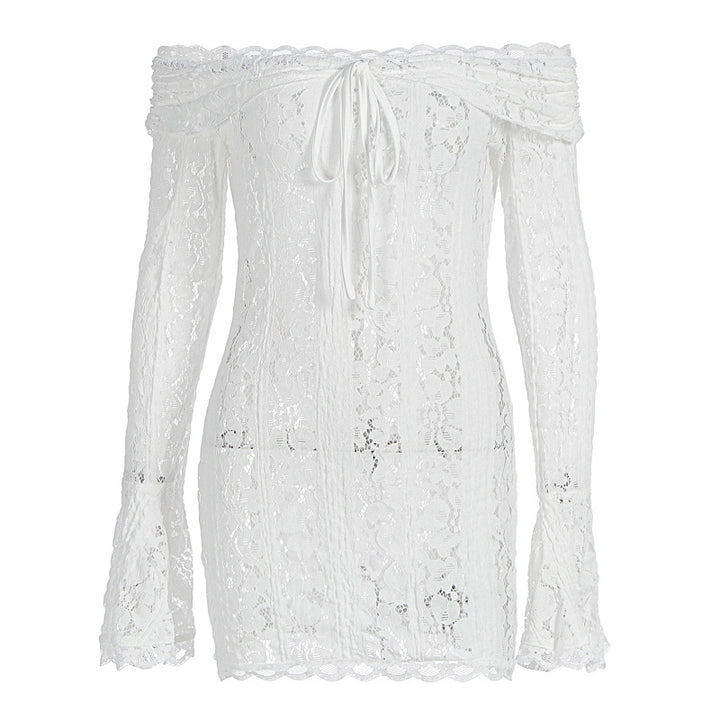Dame spids top med off-shoulder design og lange ærmer Skovae