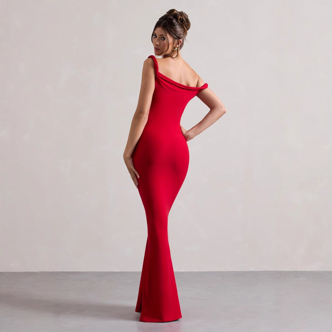 Dame Elegante En-Skulder-Maxi-Kjole Stilla