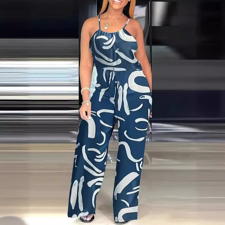 Dame Elegant og afslappet jumpsuit med bredt ben og trendy mønster Stilla