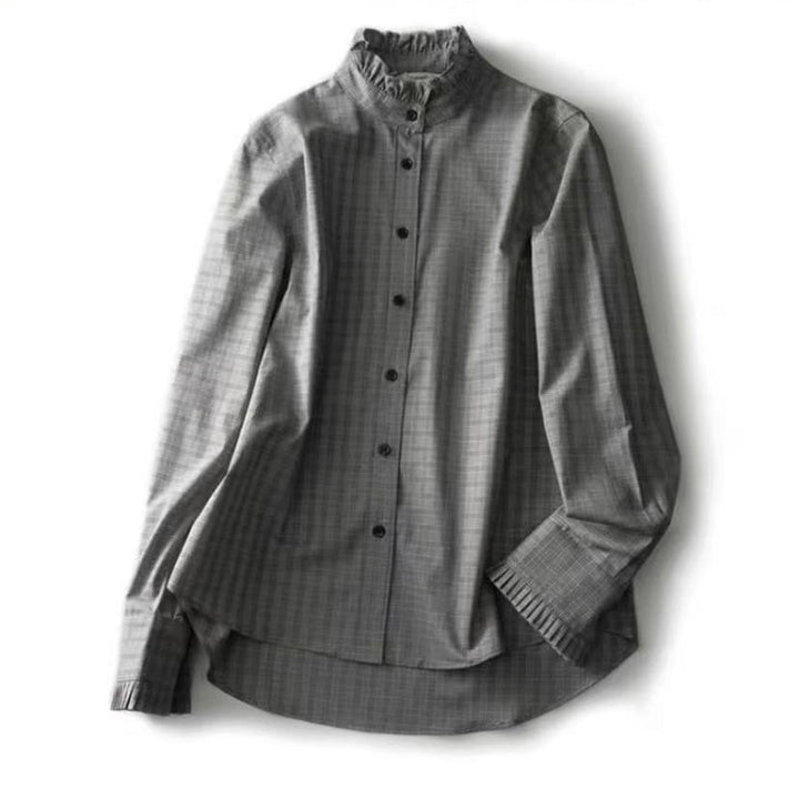 Damebluse med ståkrave og struktureret design Stilla