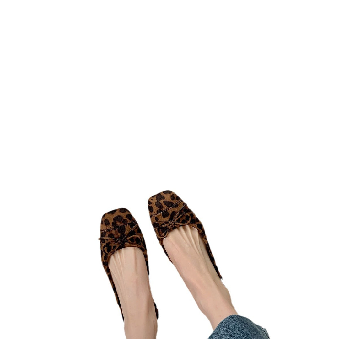 Dame Chic Leopardmønster Ballerinas med dekorativ sløjfe Stilla