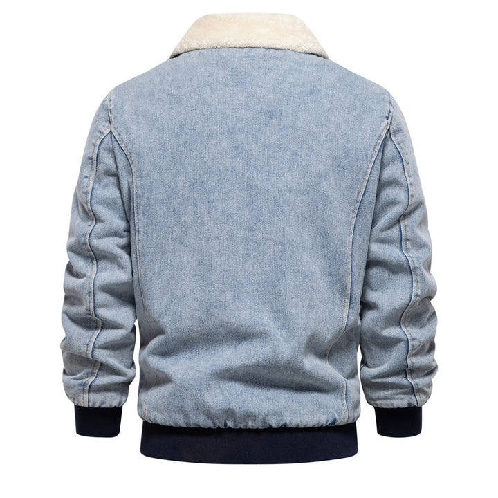 Herrer vinterjakke i denim-stil med hyggelig krave Stilla