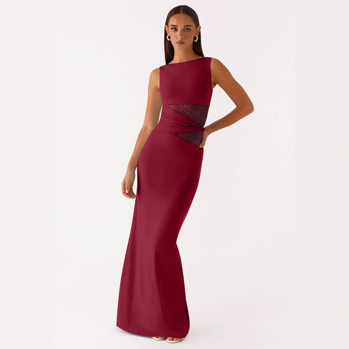 Stilla | Elegant Ærmeløs Spliced Lace Lang Kjole