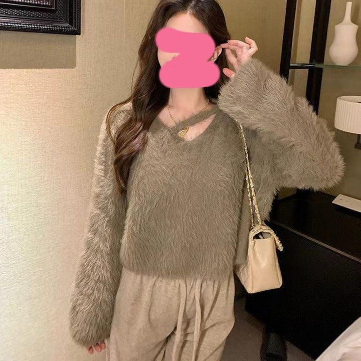 Femme Soft Fluffy Knit Pullover Sweater Stilla