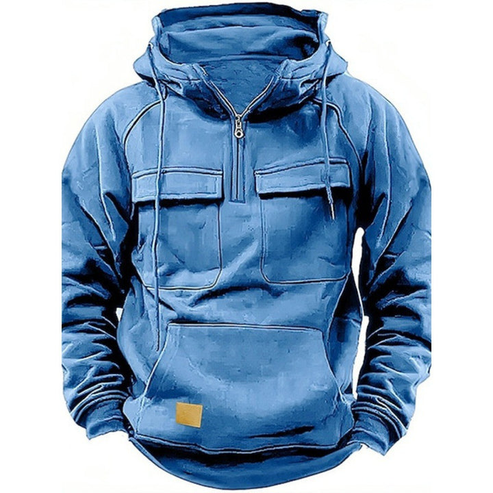 Herrer funktionel hættepullover med lommer og kvart lynlås Stiila