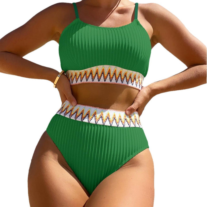 Damer Højtaljede Bikini-sæt med stribet rib-designet Stilla