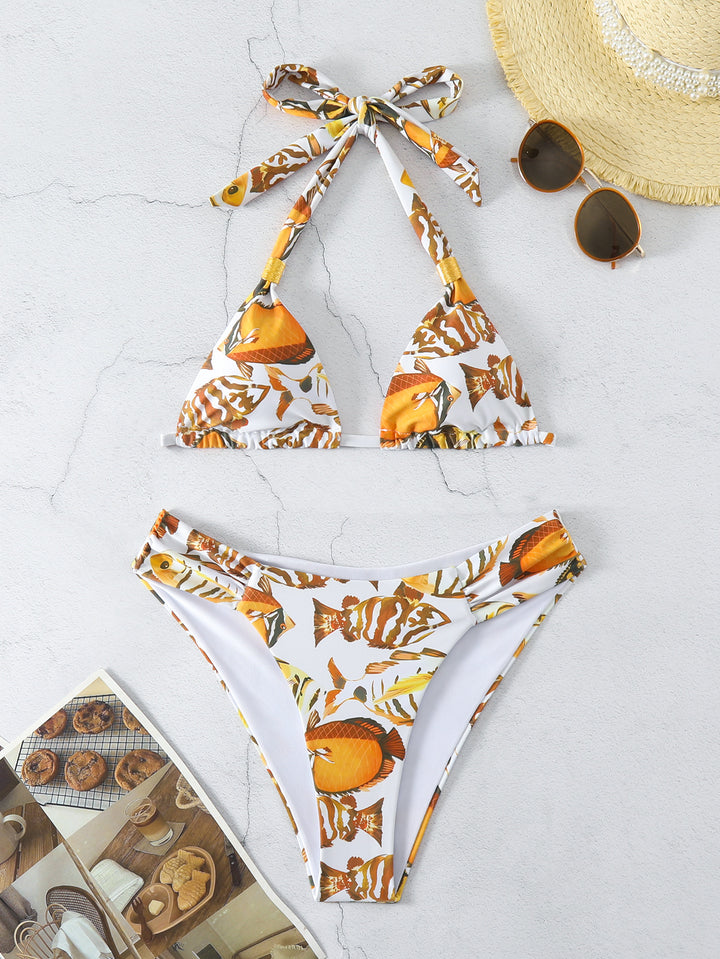Dame Triangel-Bikini-Sæt med justerbart snøre-design Skovae
