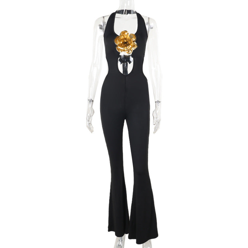 Dame Elegant og figursyet Jumpsuit med flared bukser Skovae