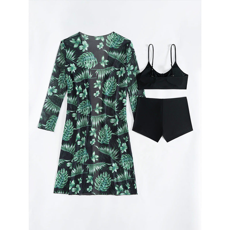 Dame Tropical Print Cover-Up og Badedragt Sæt Stilla