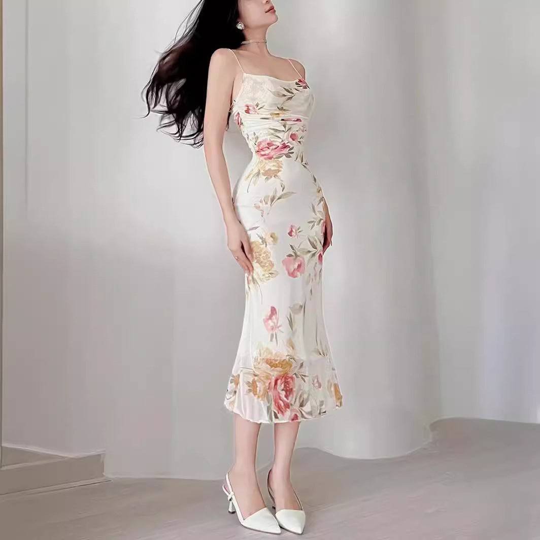 Dame Elegante Blomster Midi Kjole Stilla