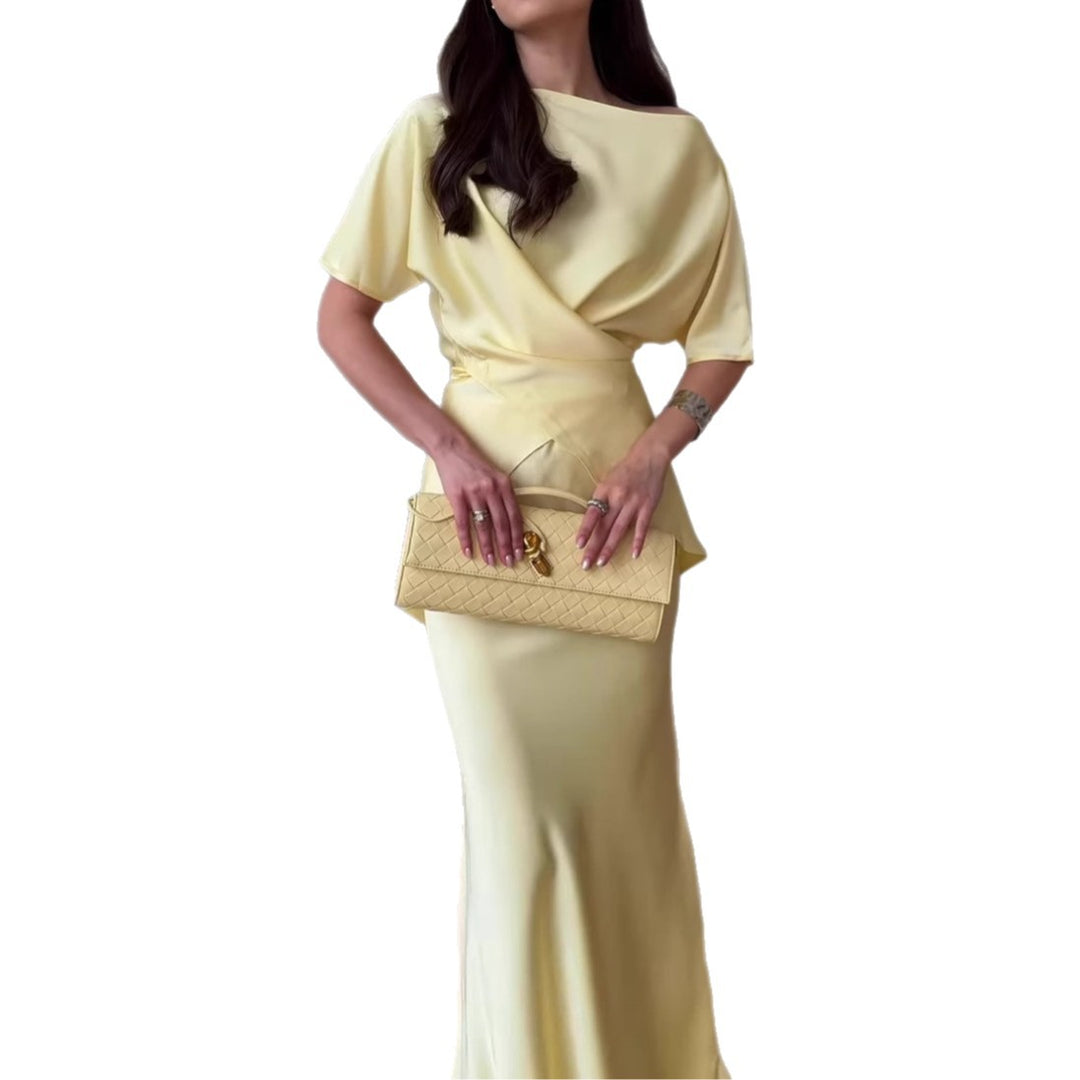 Dame Elegant Draperet Midi-Kjole Stilla