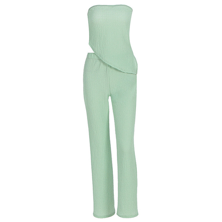 Dame elegant jumpsuit med off-shoulder design og asymmetrisk kant Skovae