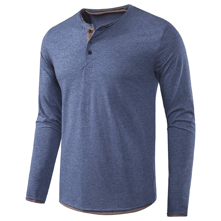 Herrer Langærmet Henley Shirt med stilfulde kontrastknapper og moderne snit Stilla