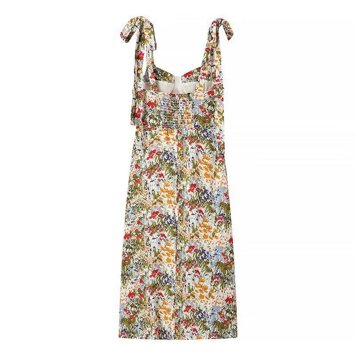 Dame Sommer Maxi-Kjole med justerbare spaghetti-stropper og blomster mønster Stilla