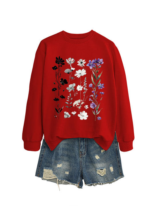 Kvinders sweatshirt med blomster grafikdesign og blødt inderfor Stilla