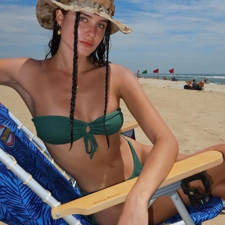 Dame Bandeau-bikini-sæt med ribstruktur og justerbare stropper Stilla