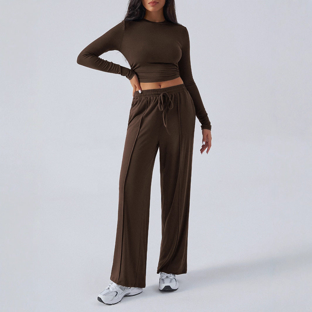 Dame sæt af elastisk crop-top og løstsiddende joggingbukser Stilla