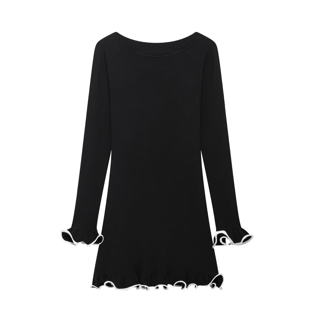 Dame Flared Sleeve Mini Kjole med Rüschen Søm Stilla