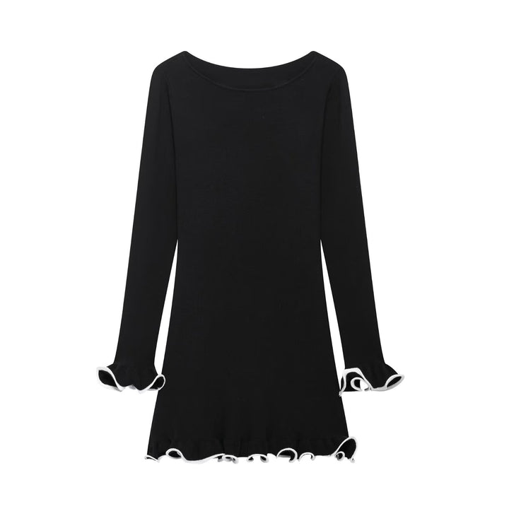 Dame Flared Sleeve Mini Kjole med Rüschen Søm Stilla
