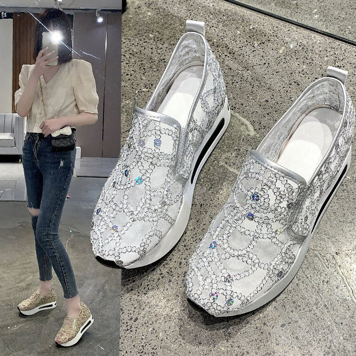 Dame Slip-On Sneakers med glitrende smykkedesign og behagelig sål Stilla