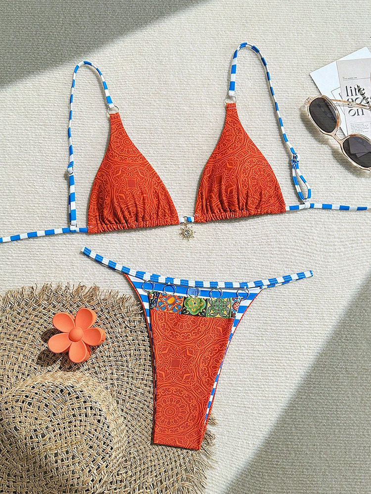 Dame triangel-bikini med moderigtigt bånd og polerede detaljer Skovae