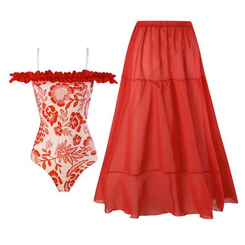 Dame Maxi-nederdel i gennemsigtig chiffon kvalitet med elastisk talje Skovae