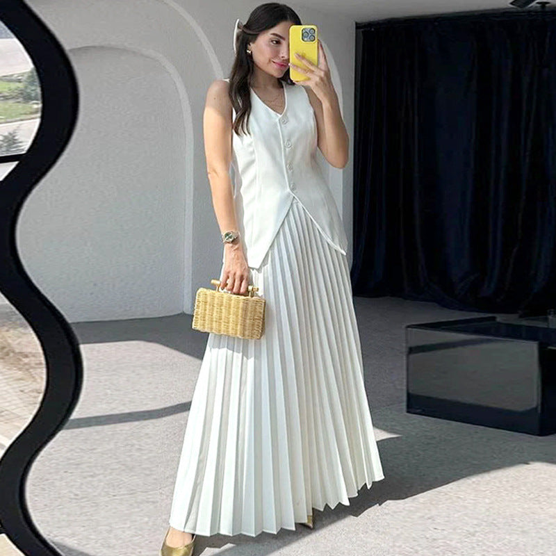 Dame Plisseret Maxikjole med elegant overdel Stilla