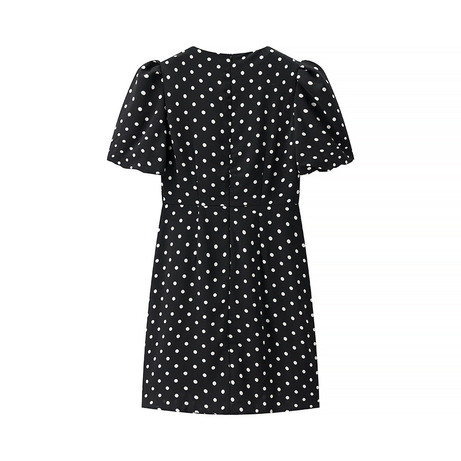 Dame Polka Dot Mini Kjole med Sløjfedetaljer Stilla