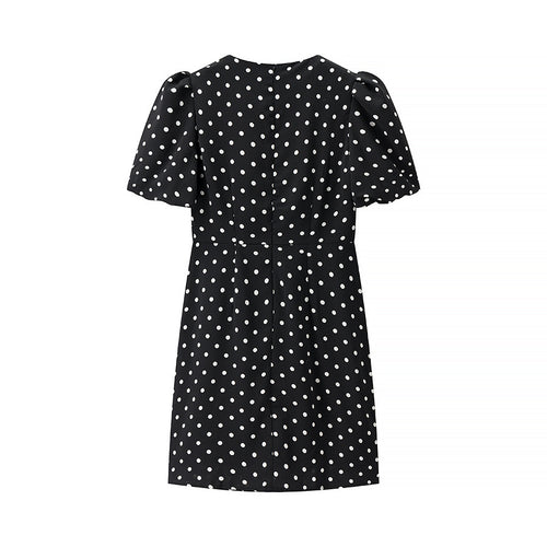 Dame Polka Dot Mini Kjole med Sløjfedetaljer Stilla