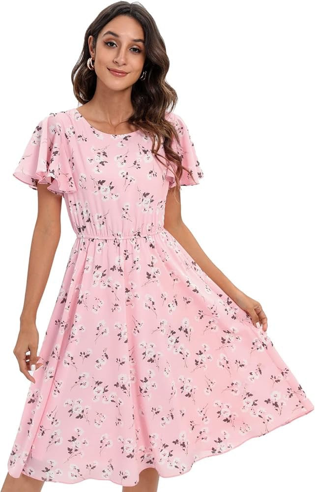 Kvinder Floral Flare Midi Kjole Stilla