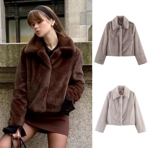 Dames hyggelig faux fur jakke Stilla