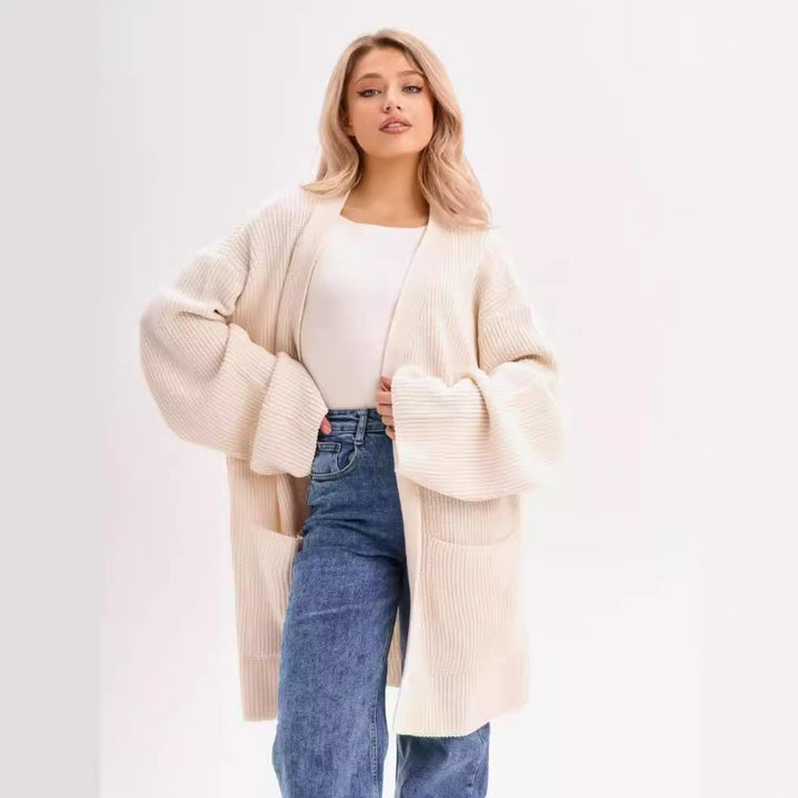 Stilla | Strikjakke Strikket Uldblanding Plus Size Lange Ærmer Åben Foran