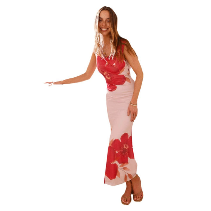 Damer Elegant Maxi Kjole med Blomsterdesign og Flydende Pasform Stilla