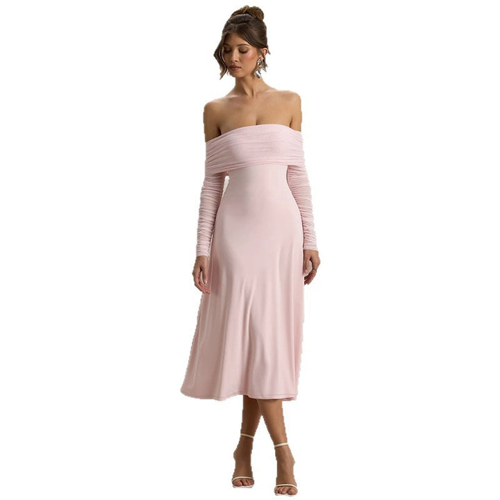 Dame Off-Shoulder Maxikjole med elegante Rüschen Skovae