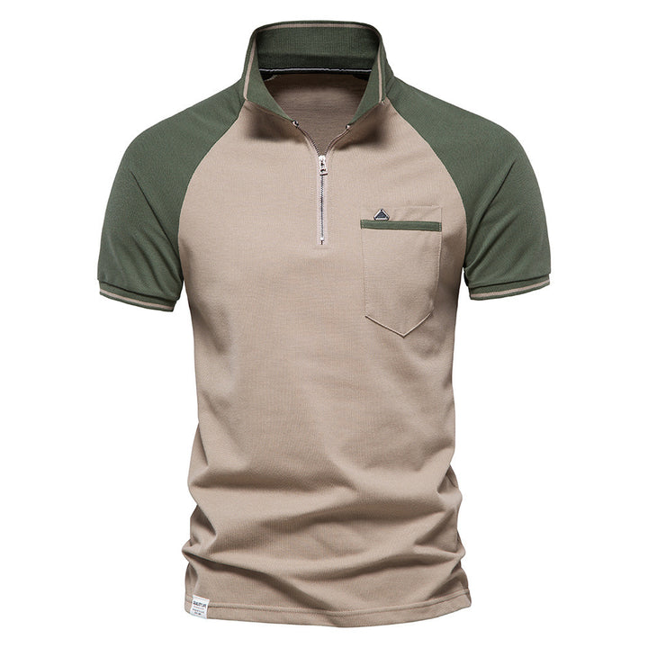 Herrer Poloshirt med moderne ståkrave og praktisk lynlås Stilla