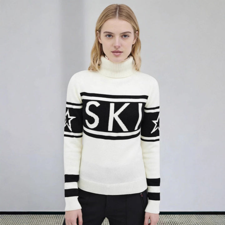Dame sporty sweater med høj krave og trendy ski design Stilla