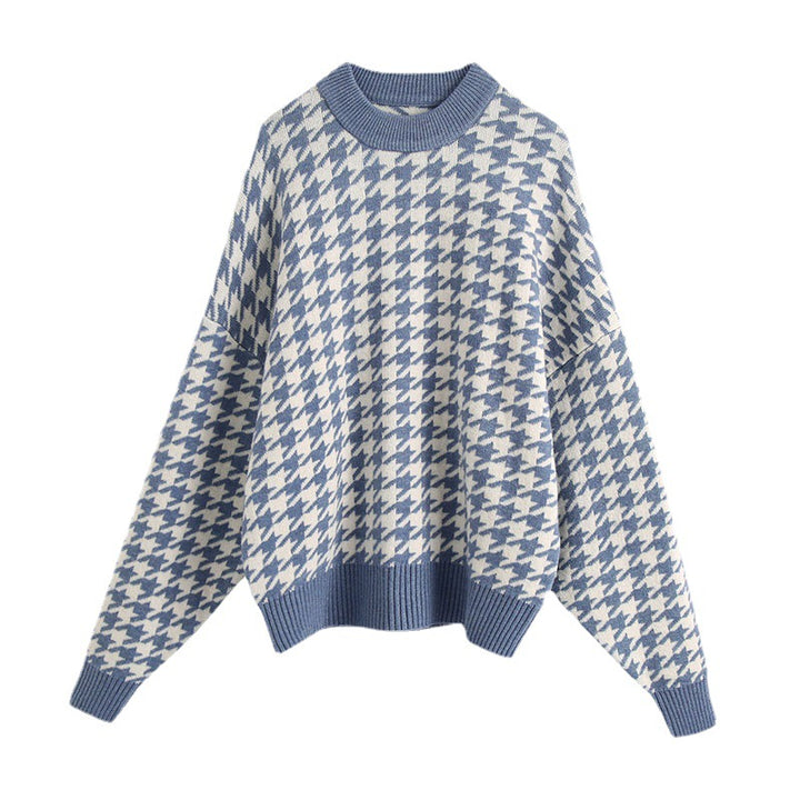 Femme Hahnentritt Overdimensioneret Strikpullover Stilla