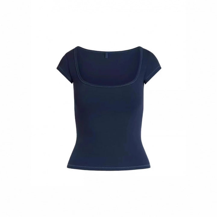 Dame Fitted Kvadrat-Hals T-Shirt Stilla