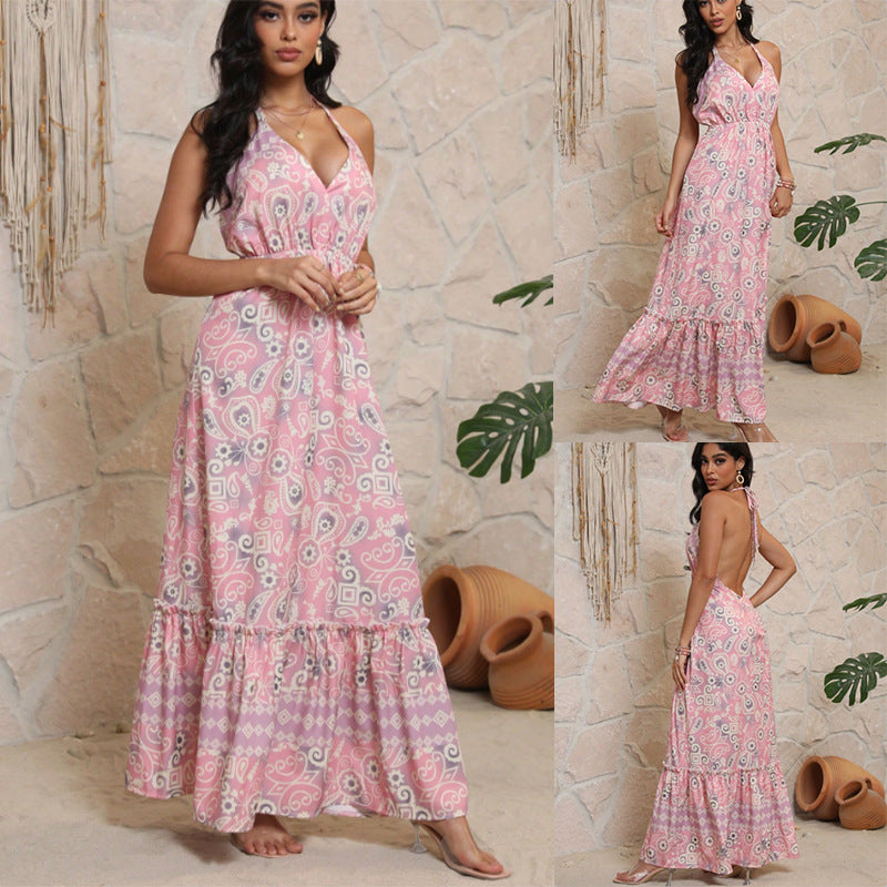 Dame Maxi Kjole med Bohemian Tryk Stilla